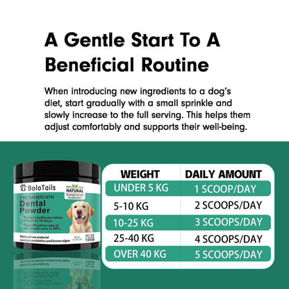 Bolo Tails Dental Powder, Breath Freshener and Teeth Cleaning Dental Care for Dogs, Plaque Tartar Remover- the Vet-Approved Dental Powder That Makes Dog Teeth Care Effortless